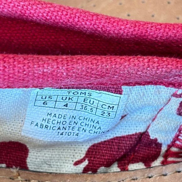 Toms | Women’s Cherry Red Alpargata Style Comfy Canvas Slipper Shoes - Picture 12 of 12